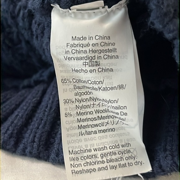 J.Crew Turtleneck Cotton Poncho in Navy - Picture 13 of 13